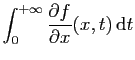 $\displaystyle \int_0^{+\infty} \frac{\partial f}{\partial x}(x,t) \mathrm{d}t
$