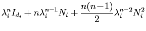$\displaystyle \lambda_i^n I_{d_i} + n\lambda_i^{n-1}N_i +
\frac{n(n\!-\!1)}{2}\lambda_i^{n-2}N_i^2$