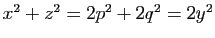 $ x^2+z^2=2p^2+2q^2=2y^2$