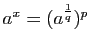 $ a^x=(a^{\frac{1}{q}})^p$