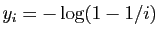 $ y_i=-\log(1-1/i)$