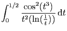 $ \displaystyle{
\int_0^{1/2}
\frac{\cos^2(t^3)}{t^{2}(\ln(\frac{1}{t}))} \mathrm{d}t
}$